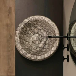 Lavabo da appoggio tondo ceramica caimano di design made Italy Elisa