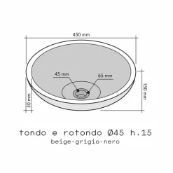 Lavabo da Appoggio Tondo in antracite Moyo, la natura a servizio del design