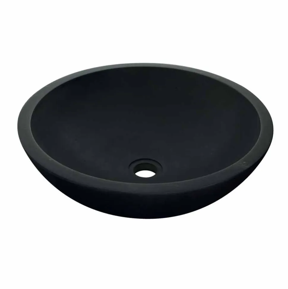Lavabo da Appoggio Tondo in Basalto Nero Moyo, la natura a servizio del design