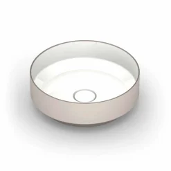 Lavabo da appoggio tondo in ceramica moderno fatto in Italia, Yoel