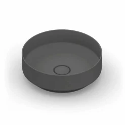 Lavabo da appoggio tondo in ceramica moderno fatto in Italia, Yoel