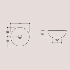 Lavabo da Appoggio Tondo in Ceramica Lucida L 40 Made in Italy - Chicco