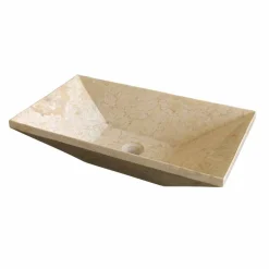 Lavabo da Appoggio trapezoidale in Marmo Beige Wok, design naturale