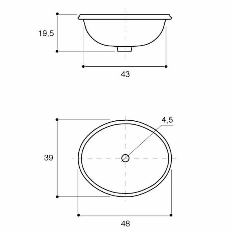 Lavabo da bagno a incasso in fire clay e oro made in Italy, Otis