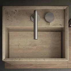 Lavabo da Bagno di Pietra da Appoggio Design Alto Quadrato Moderno - Farartlav2