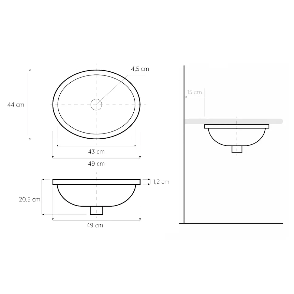 Lavabo da Bagno Incassato in Fire Clay Fuso a Mano Made in Italy - Erioli