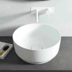 Lavabo da bagno rotondo da appoggio Dalmine,design moderno, made Italy
