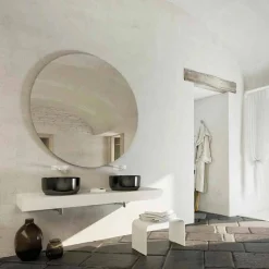 Lavabo da bagno rotondo da appoggio Dalmine,design moderno, made Italy