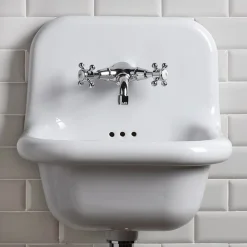 Lavabo da Bagno Sospeso in Ceramica Bianca e Colorata 42 cm - Meridiano