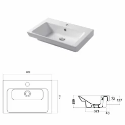 Lavabo da Incasso e Appoggio in Ceramica Bianca o Colorata Maida