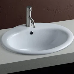 Lavabo da Incasso Soprapiano in Ceramica Bianca dal Design Classico - Papavero