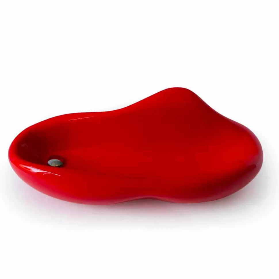 Lavabo dal design moderno rosso Scad, made in Italy
