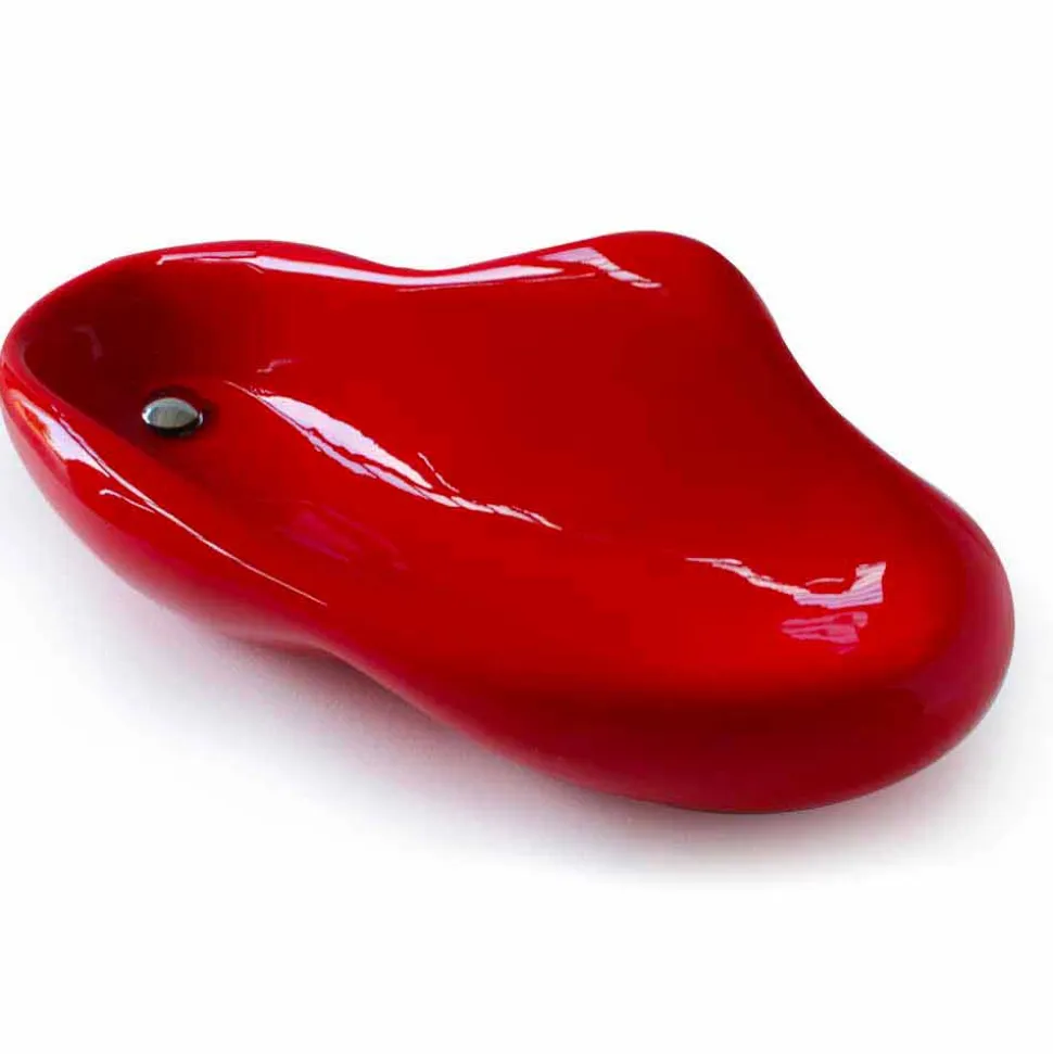 Lavabo dal design moderno rosso Scad, made in Italy