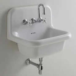 Lavabo da muro in ceramica bianca rettangolare di design vintage Davis