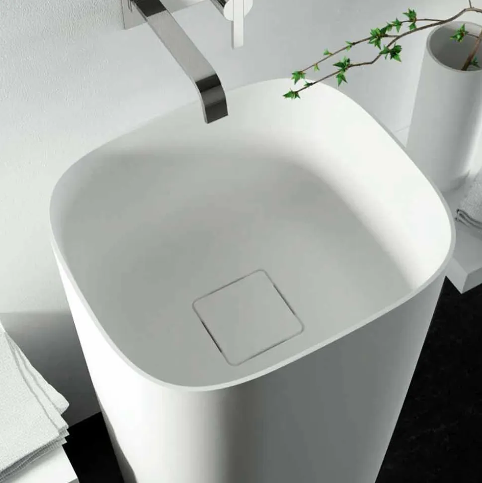 Lavabo da terra freestanding circolare di design made in Italy, Lallio