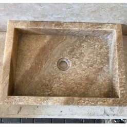 Lavabo design da appoggio in onice, pietra naturale, Jef, pezzo unico
