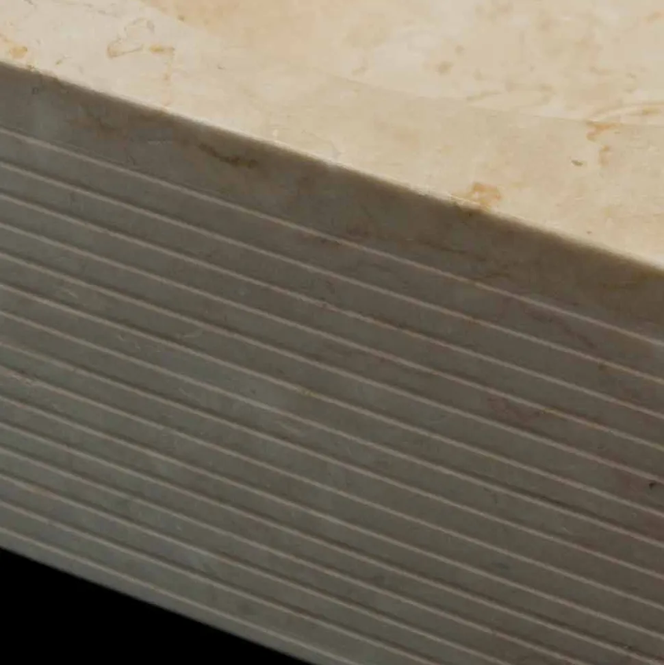 Lavabo di design da appoggio bianco in pietra naturale Zor pezzo unico