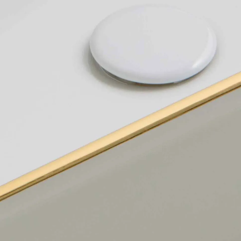 Lavabo di design da appoggio ceramica bordo oro made in Italy Debora