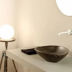 Lavabo di design da appoggio ceramica zebrata nero made Italy Animals