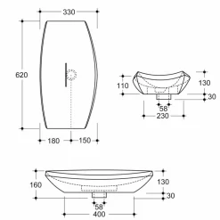 Lavabo di design da appoggio ceramica cavallino made in Italy Laura