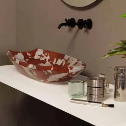 Lavabo di design da appoggio ceramica cavallino made in Italy Laura