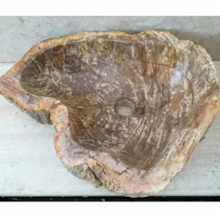 Lavabo di design da appoggio in legno fossile Star Big, fatto a mano