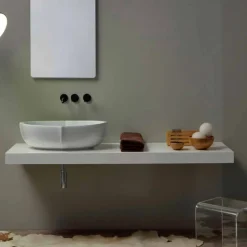 Lavabo di design da appoggio in ceramica bianco made in italy Oscar
