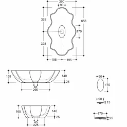 Lavabo di design da appoggio in ceramica bianco e oro made Italy Cubo