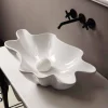 Lavabo di design moderno da appoggio ceramica bianco made Italy Rayan