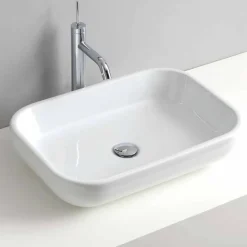 Lavabo di Design Monoforo da Appoggio o Parete in Ceramica Riardo
