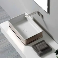 Lavabo di moderno design da appoggio in ceramica made in Italy Debora