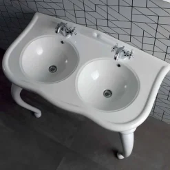 Lavabo Doppio a Consolle o a Parete in Ceramica Moderno Avise