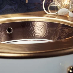 Lavabo Incassato in Fire Clay con Banda in Diverse Finiture Made in Italy - Erioli