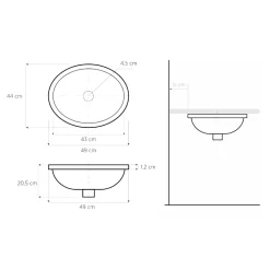 Lavabo Incassato in Fire Clay con Banda in Pizzo Platino Made in Italy - Erioli