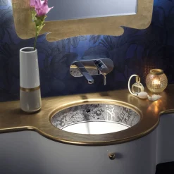 Lavabo Incassato in Fire Clay con Banda in Pizzo Platino Made in Italy - Erioli