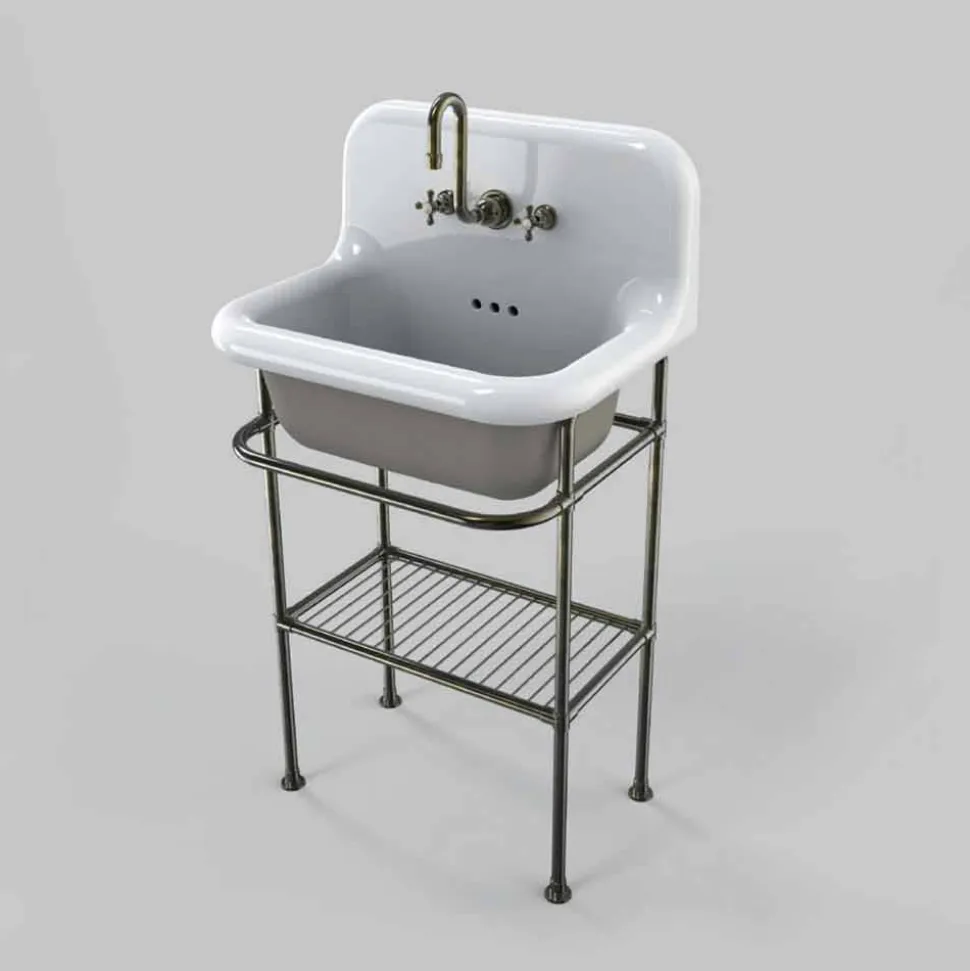 Lavabo in ceramica da muro con struttura completa di griglia vintage Tom
