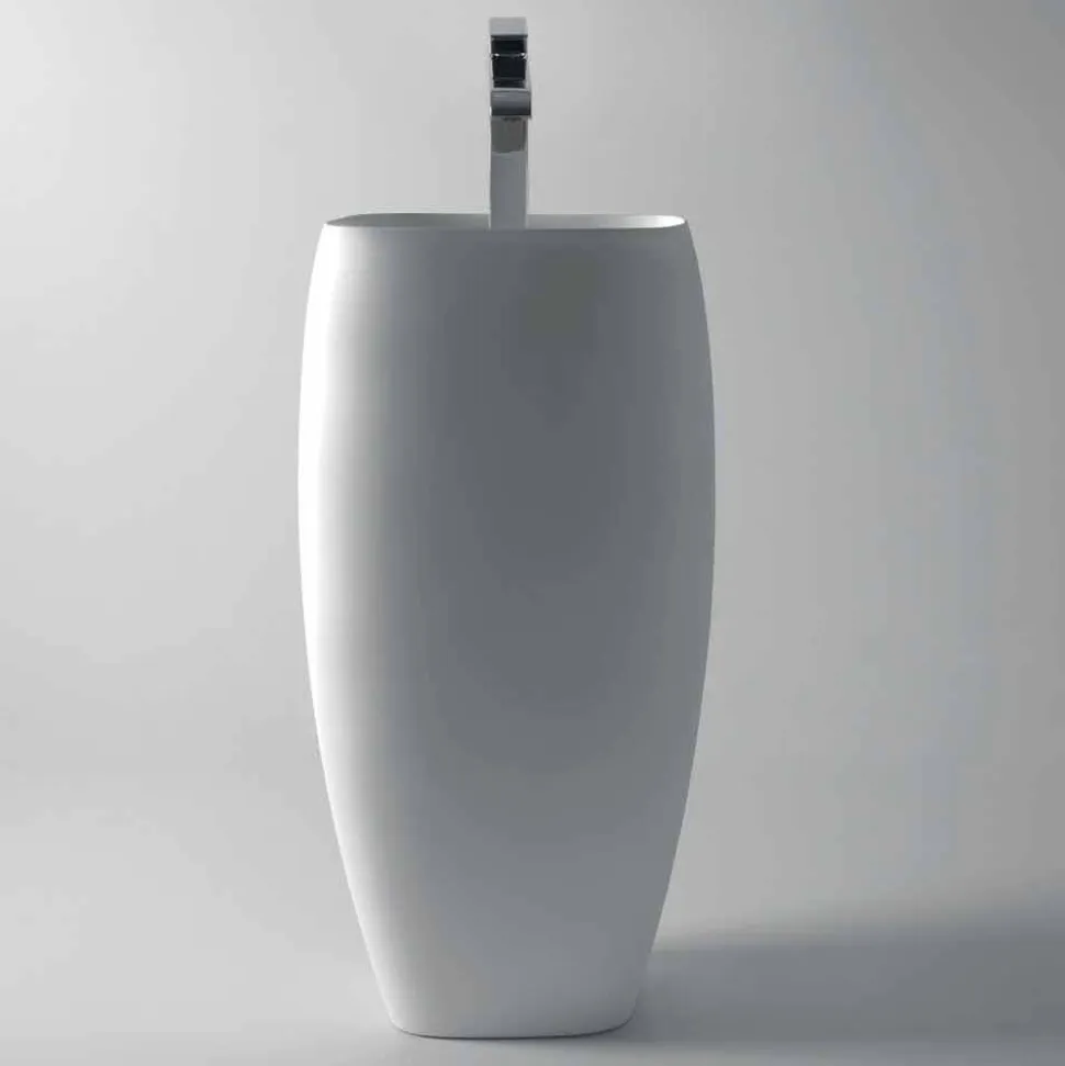 Lavabo in ceramica freestanding design moderno Gaiola, made in Italy
