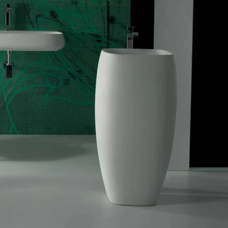 Lavabo in ceramica freestanding design moderno Gaiola, made in Italy