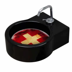 Lavabo in ceramica nero da appoggio/sospensione fatto in Italia Tor