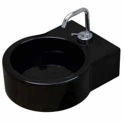 Lavabo in ceramica nero da appoggio/sospensione fatto in Italia Tor