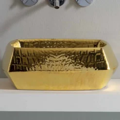 Lavabo in ceramica oro da appoggio moderno prodotto in Italia Simon