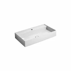 Lavabo in ceramica sospeso design moderno Sun 80x45 cm, made in Italy