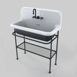 Lavabo in ceramica stile vintage con struttura e griglia metallica Taylor