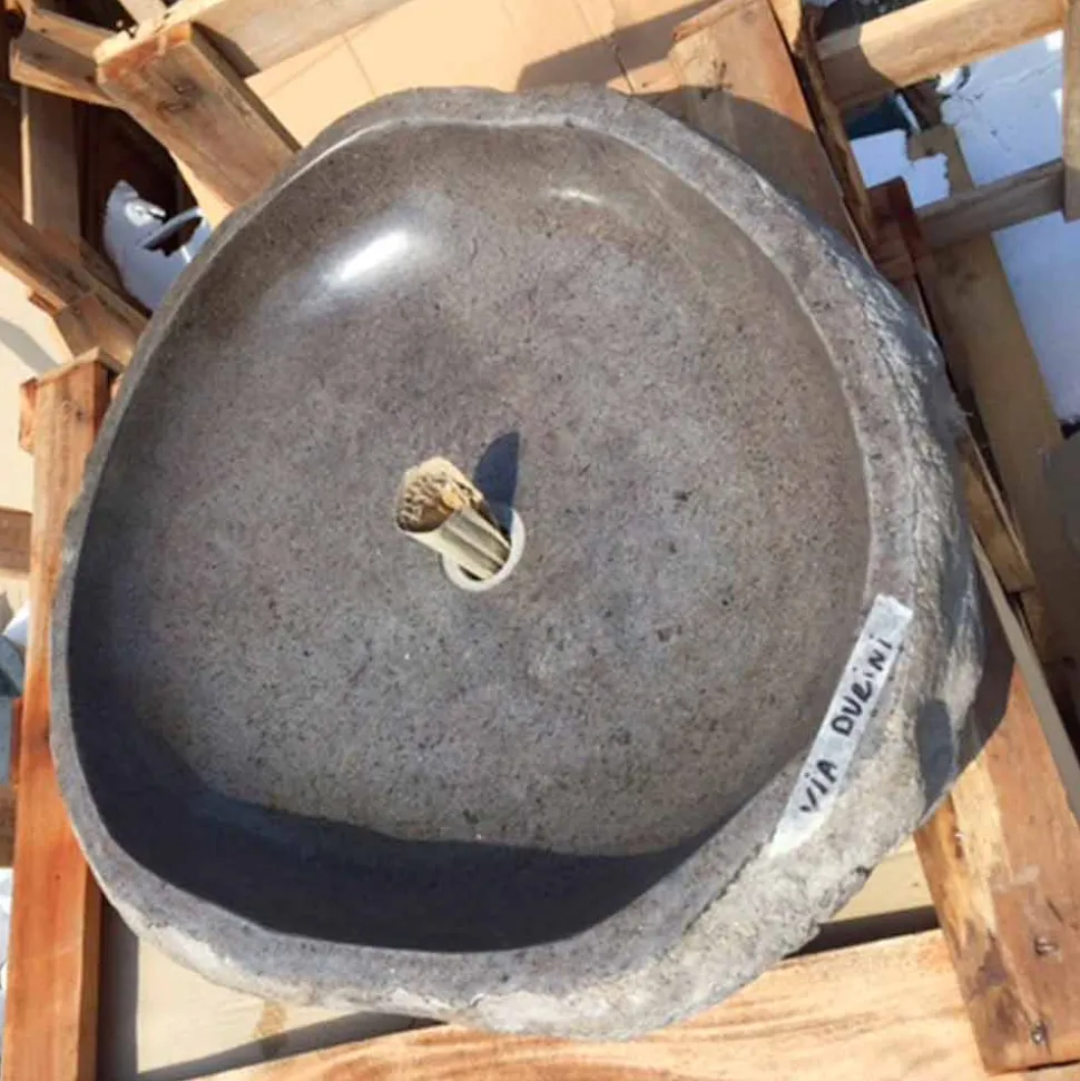 Lavabo in Pietra di Fiume da Appoggio Lavorato Artigianalmente - Aurea