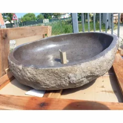 Lavabo in Pietra di Fiume da Appoggio Lavorato Artigianalmente - Aurea