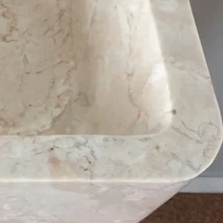 Lavabo in pietra naturale a colonna Robin, bianco pezzo unico
