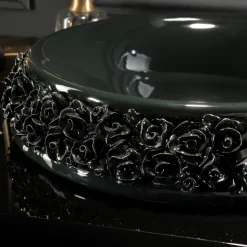 Lavabo in Porcellana con Petali Applicati a Mano Made in Italy - Amarone