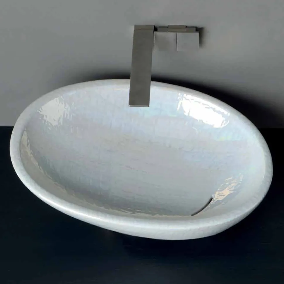 Lavabo madreperla da appoggio di moderno design made Italy Glossy