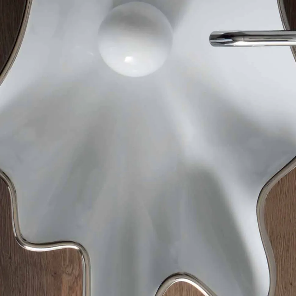 Lavabo moderno da appoggio in ceramica bianco fatto in Italia Rayan