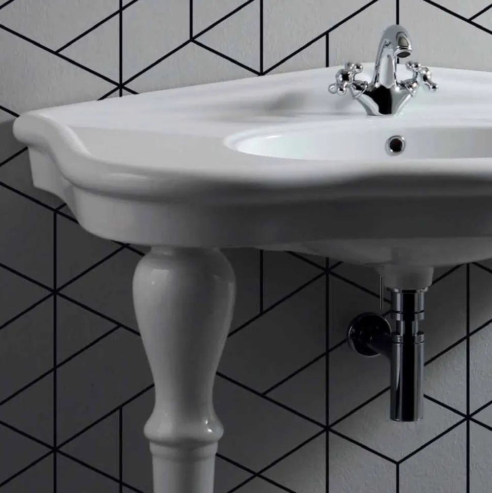 Lavabo Moderno da Parete con o senza Gambe, L90 cm in Ceramica Avise